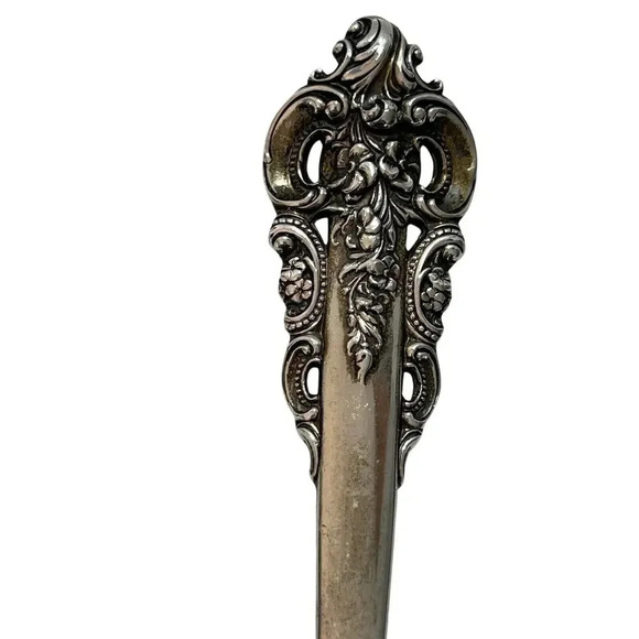 Wallace Sterling Silver Jelly Server Grande Baroque Intricate Vintage Jam Spoon - Picture 2 of 8